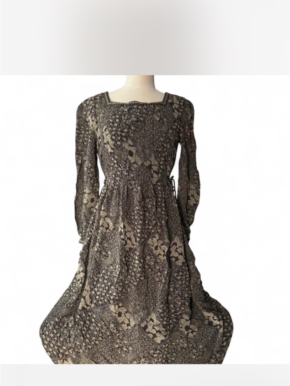 Vintage Sarah Elizabeth prairie cottage core Victorian dress with long sleeves